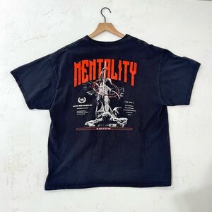 Mentality Graphic T-Shirt – Washed Black, Statement Back Print (Men’s 2XL)